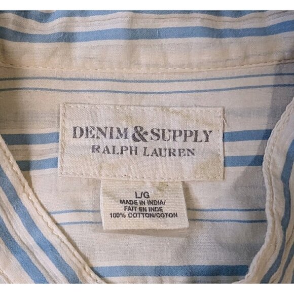 Denim & Supply Shirt with Aqua Stripes - Picture 3 of 4